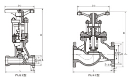 WJ41H、WJ41W 型 PN16~PN40 波紋管截止閥結構圖片